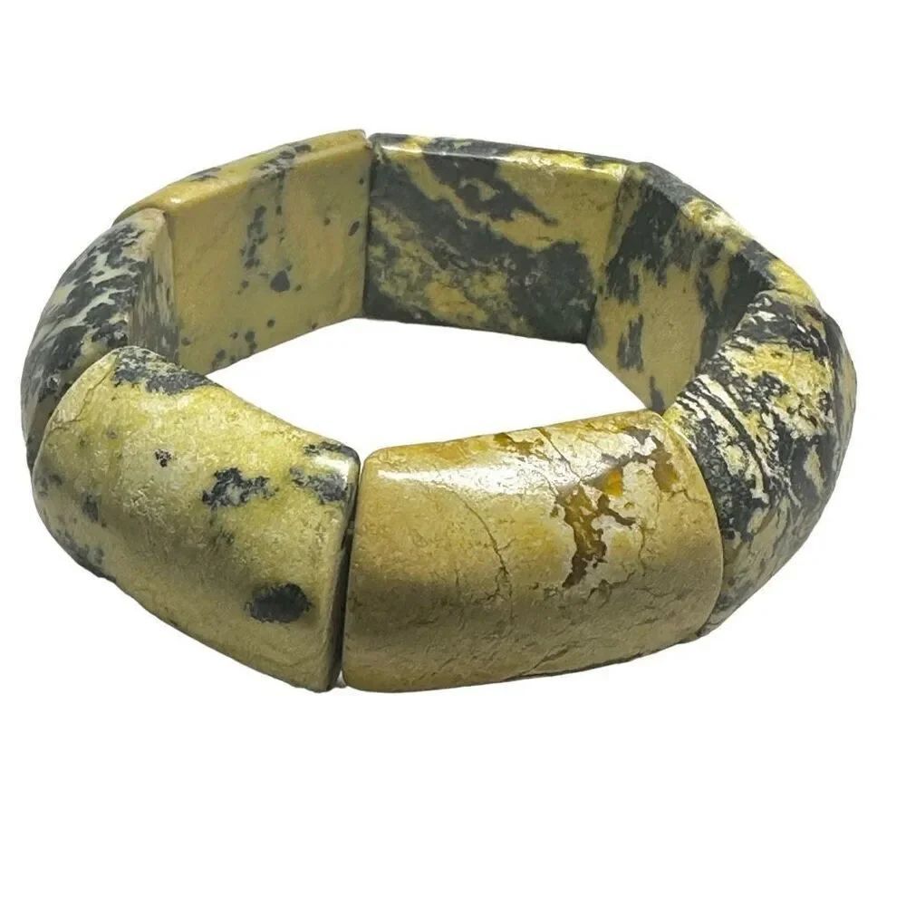 serpentine stone wide stretchy bracelet